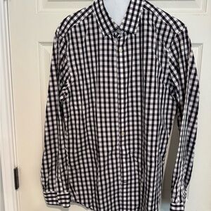 Banana Republic Black, Orange, White Plaid Shirt
